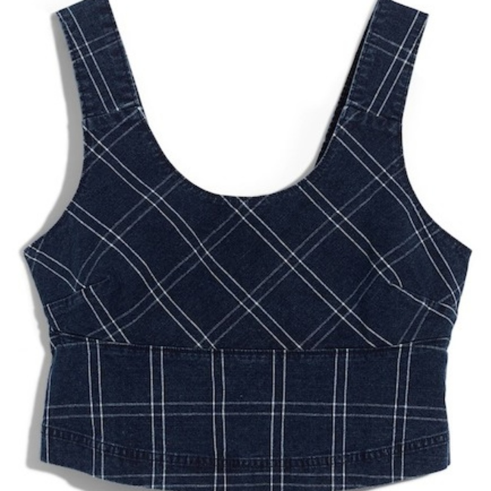 Madewell Windowpane Structured Crop Top 6 8 - Picture 3 of 6